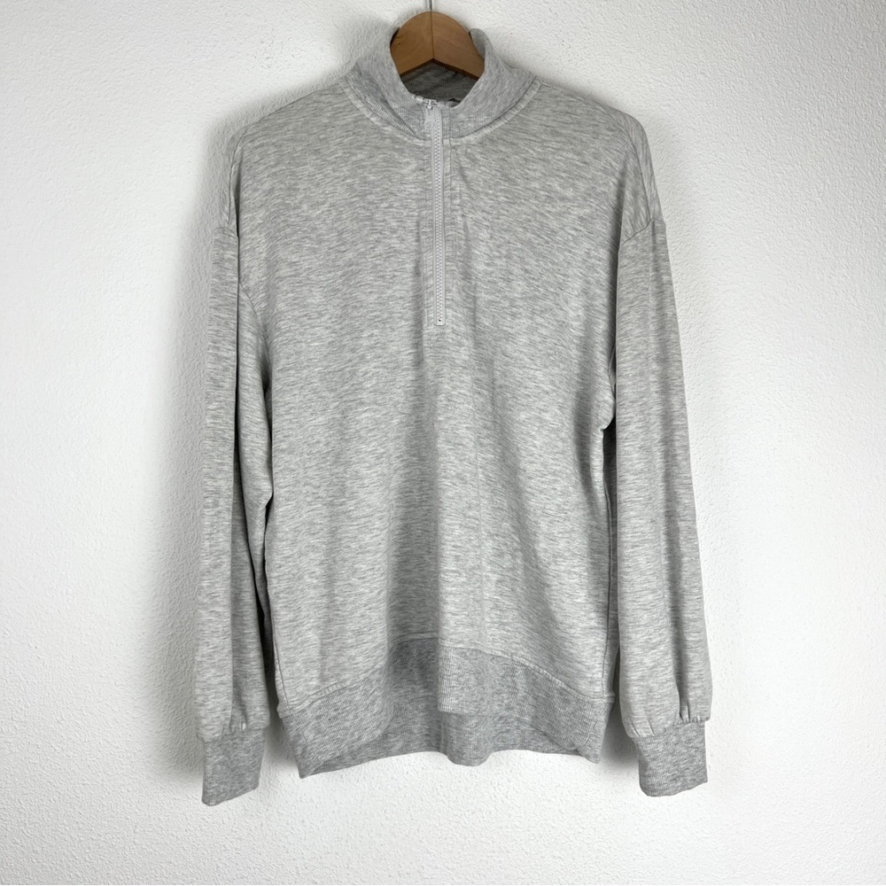 Three Dots Quarter Zip Mockneck Pullover Shirt Top Medium